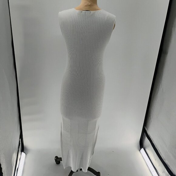 Weekend Stories Women's White Ribbed V-Neck Midi Dress Size XSmall - Picture 7 of 14